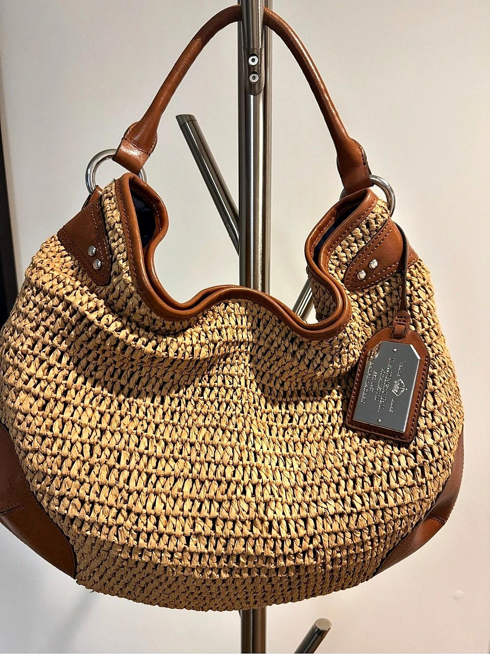 Lauren Ralph Lauren Woven Hobo Bag in Brown & Tan